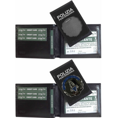 Portafoglio in Pelle Nera per Polizia Penitenziaria con Patta Staccabile