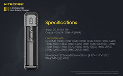 Nitecore - UI1 - Caricabatterie Universale - per Li-ion e IMR 18650, 21700, 14500 e RCR123