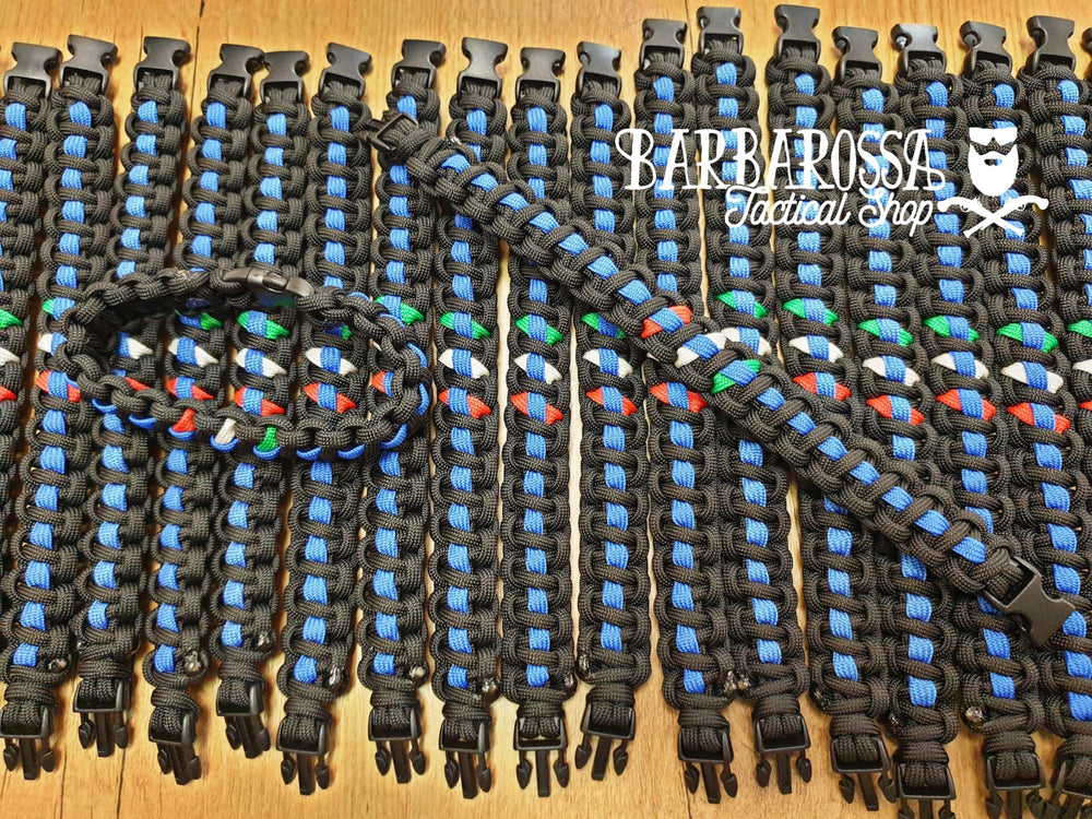 Bracciale Paracord Thin Blue Line Black + ITA