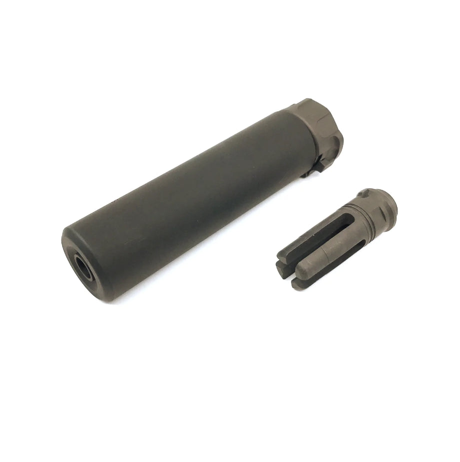 Airsoft Artisan - SF Style 6.2Inch Socom Silencer + 4 Prong Flash Hider - Black