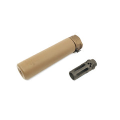 Airsoft Artisan - SF Style 6.2Inch Socom Silencer + W Comp Flash Hider - Dark Earth