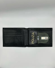 Portafoglio in Pelle Nera per Polizia di Stato con Patta Staccabile