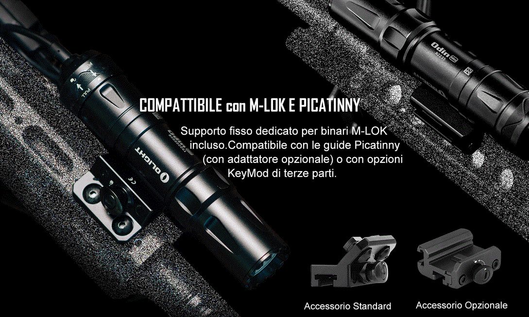 Olight Odin Mini Torcia Tattica 1250 Lumen | Supporto M-LOK Incluso