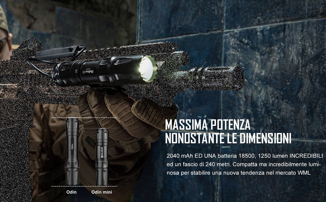 Olight Odin Mini Torcia Tattica 1250 Lumen | Supporto M-LOK Incluso