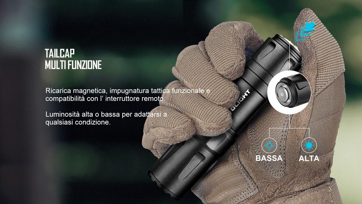 Olight Odin Mini Torcia Tattica 1250 Lumen | Supporto M-LOK Incluso