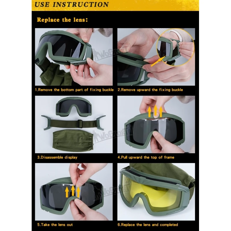 WST Desert Storm Goggles, 3 Lenses set