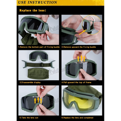 WST Desert Storm Goggles, 3 Lenses set