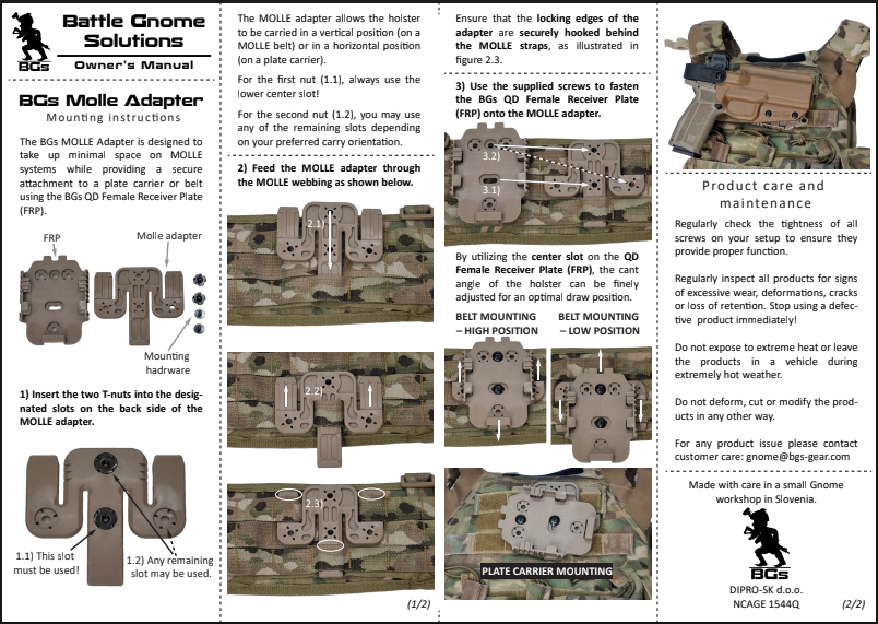 BGs QD Mounting System Molle Adapter Kit