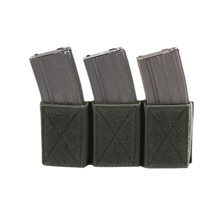 Bolsa triple con velcro para cargadores de 5,56 mm. - Negro