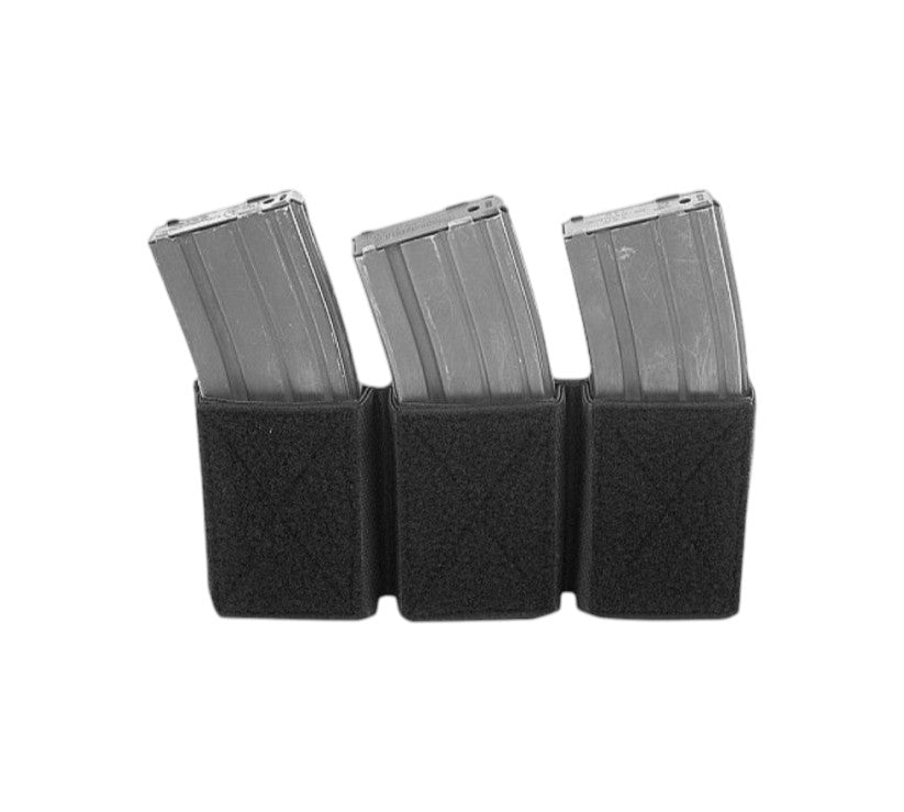 Bolsa triple con velcro para cargadores de 5,56 mm. - Negro