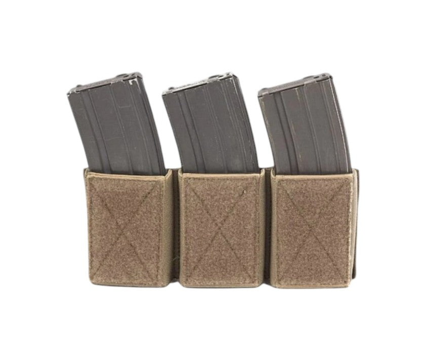 Bolsa triple con velcro para cargadores de 5,56 mm. - Negro