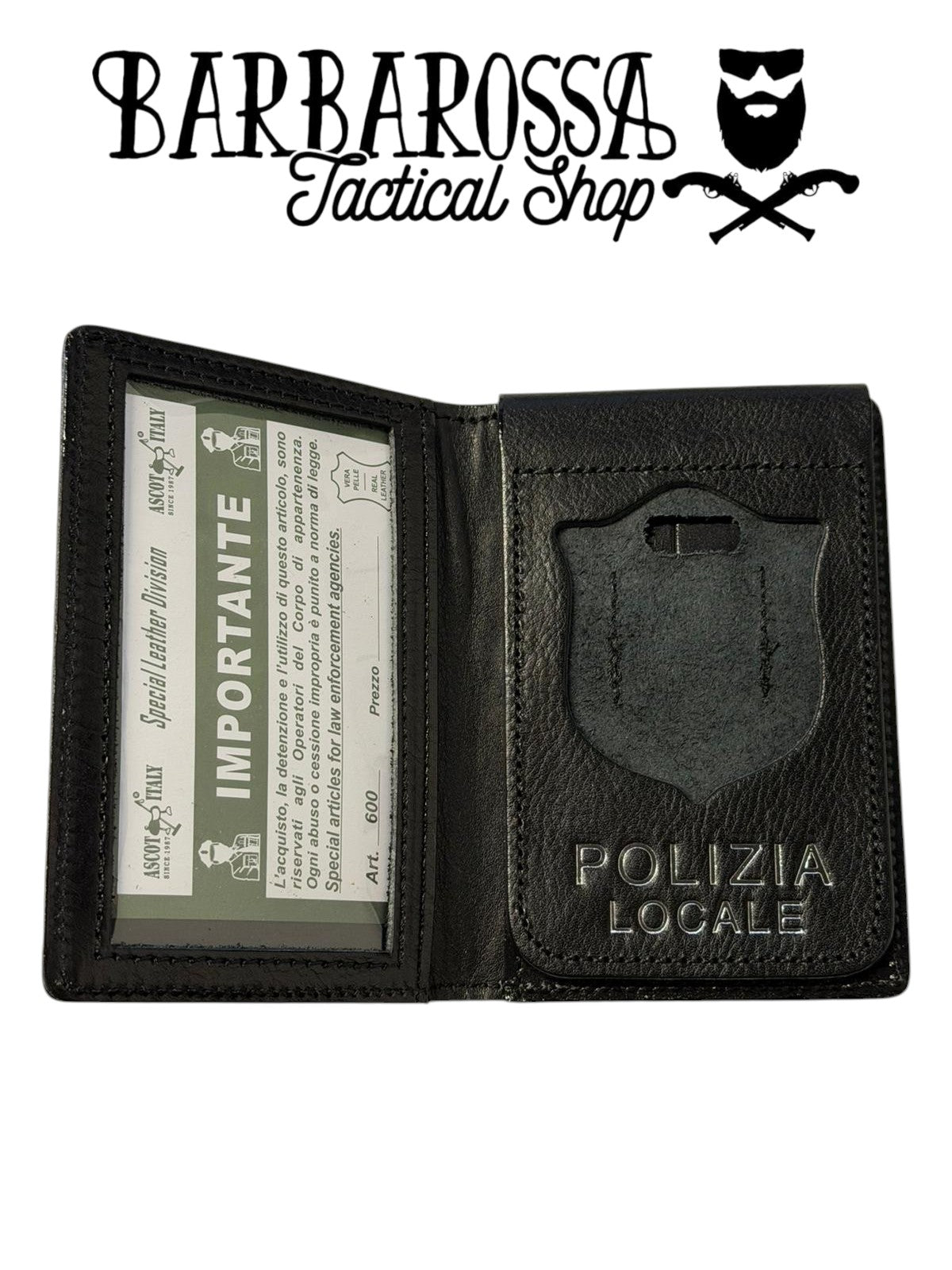 Ascot - Portafoglio Verticale con Porta Distintivo Polizia Locale AS45