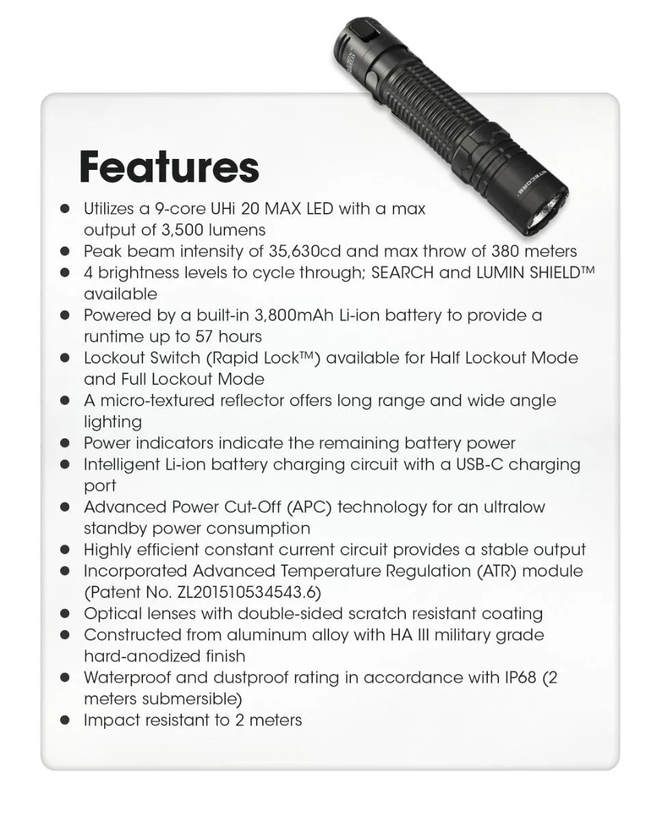Nitecore - EDC31 3500 Lumen - 380 metri - Ricaricabile EDC