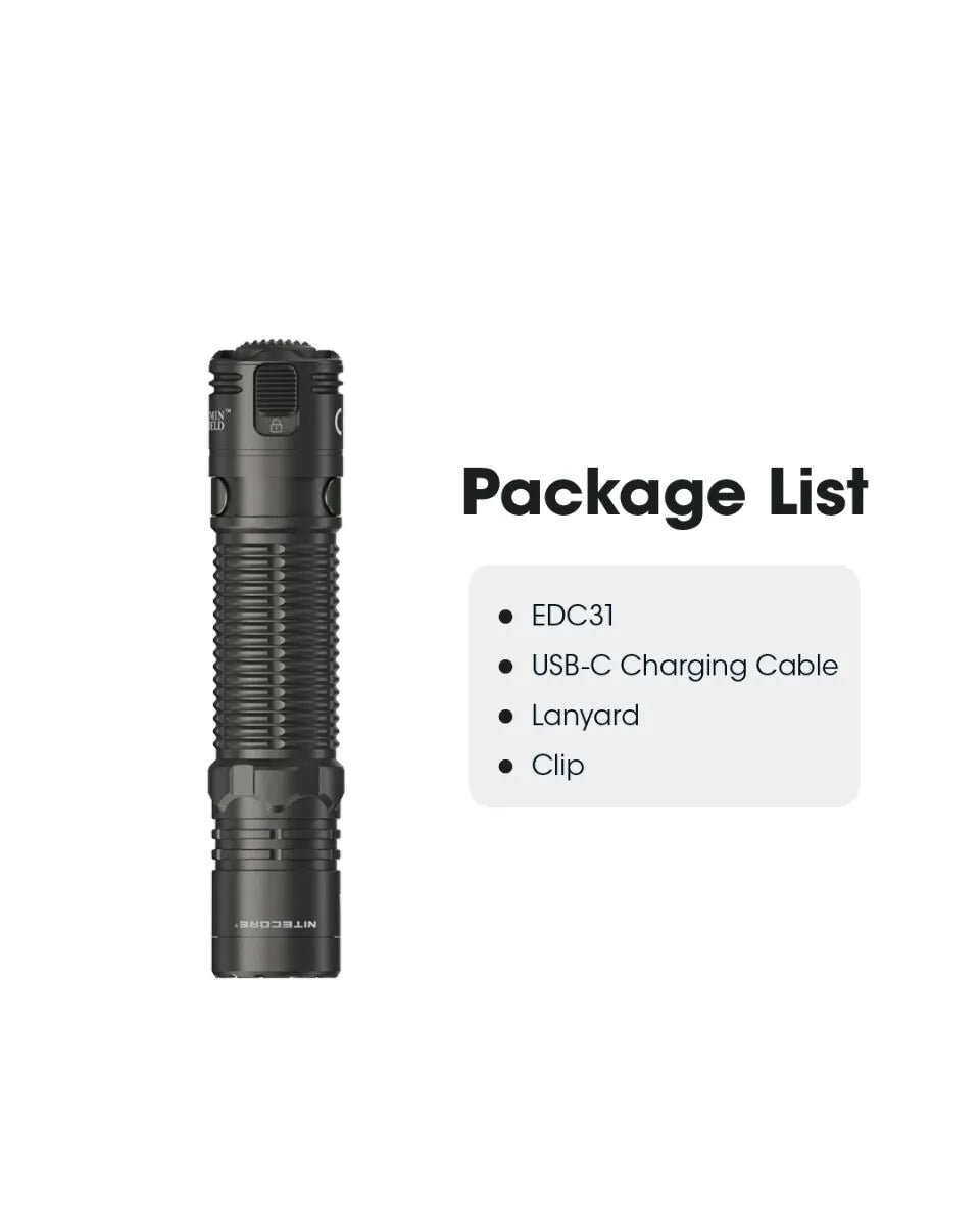Nitecore - EDC31 3500 Lumen - 380 metri - Ricaricabile EDC