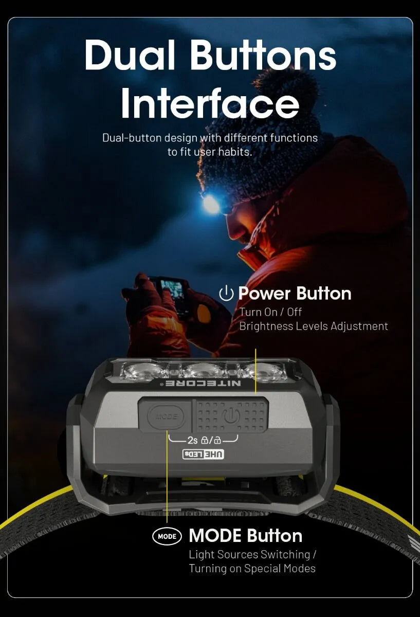 Nitecore - HA15 UHE - Frontale Ultra Compatta - 1x pila AA - 400 lumens e 80 metri