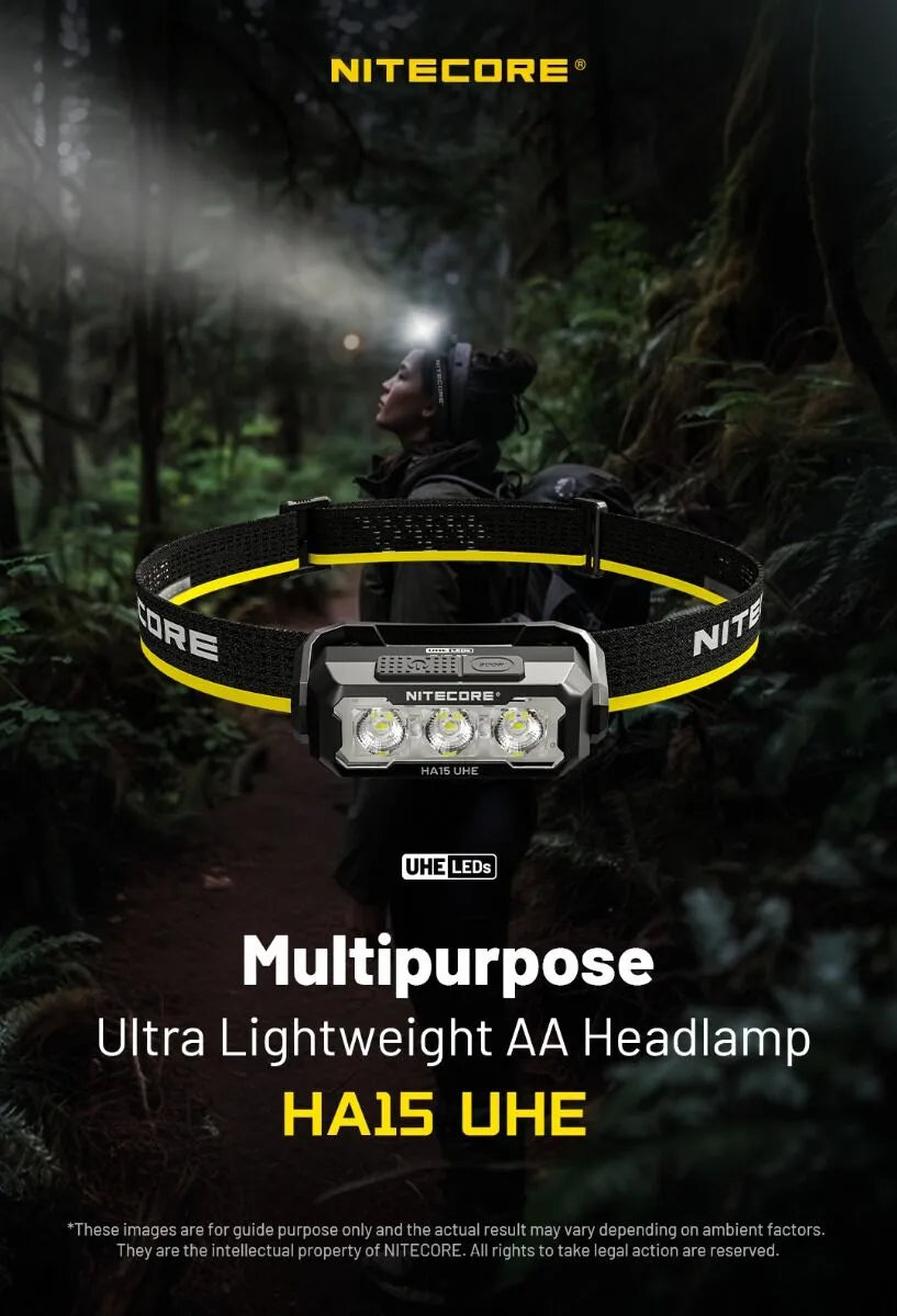 Nitecore - HA15 UHE - Frontale Ultra Compatta - 1x pila AA - 400 lumens e 80 metri
