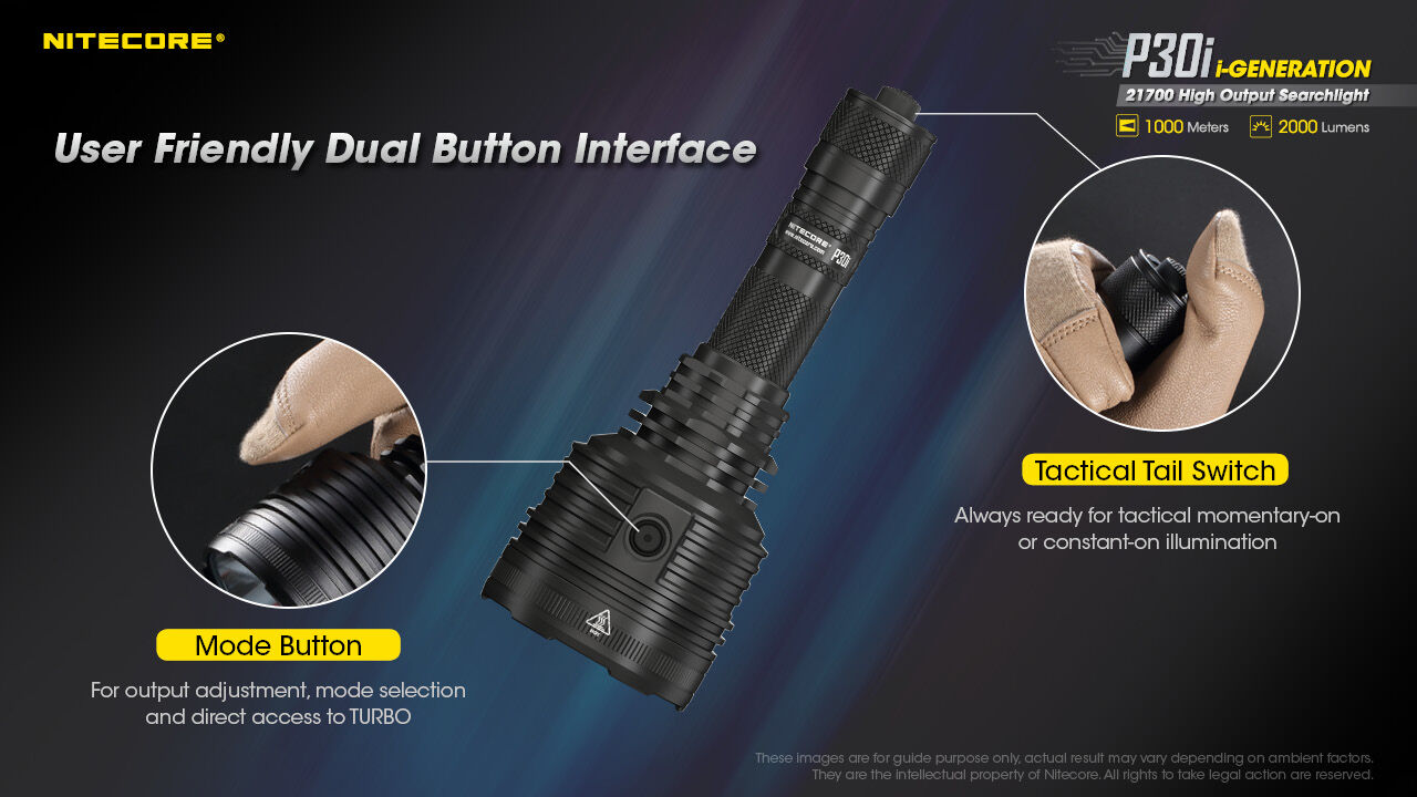Nitecore - P30i 2000 Lumens e 1000 metri USB-C + Comando Remoto RSW2i