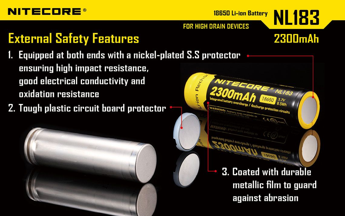 Nitecore - NL1823 - Batteria ricaricabile protetta Li-Ion 18650 3.7V 2300mAh