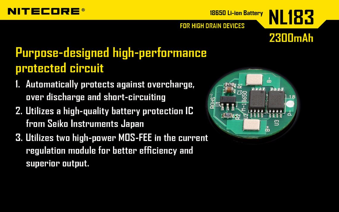 Nitecore - NL1823 - Batteria ricaricabile protetta Li-Ion 18650 3.7V 2300mAh