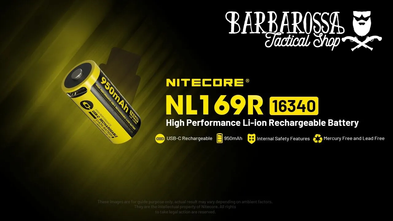 Nitecore - NL169R - Batteria Li-ion da 950mAh - USB-C