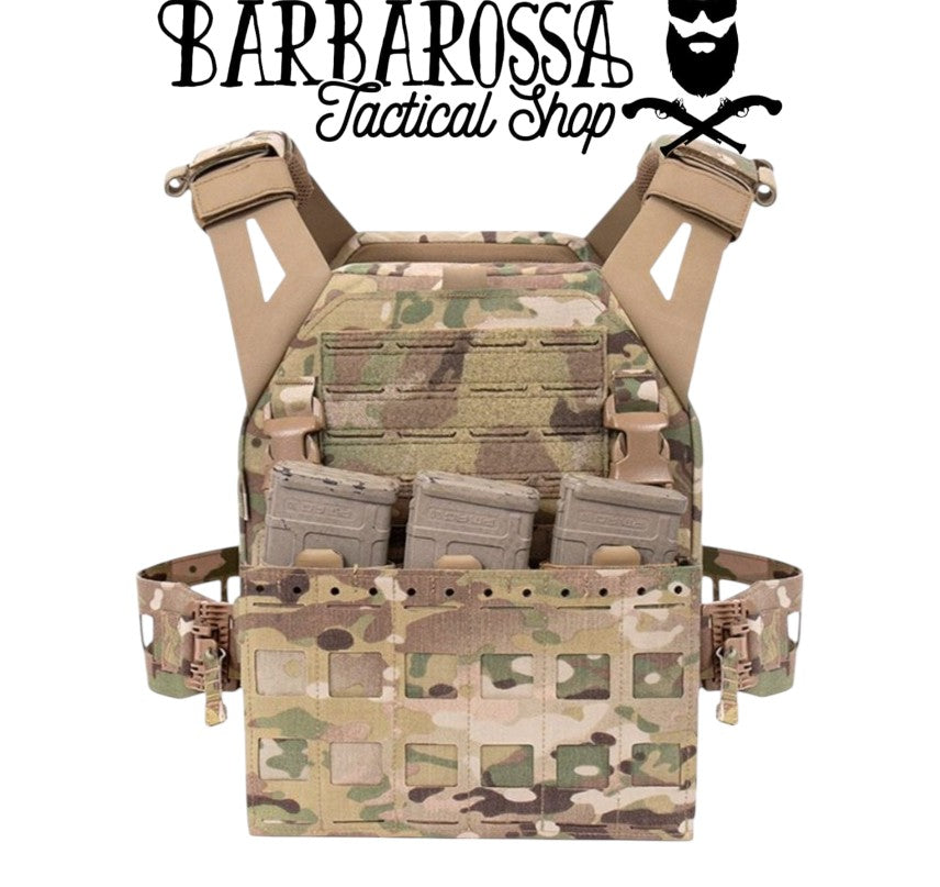 Portador de perfil bajo Warrior V2 cortado con láser con triple cuerda elástica 5.56 MultiCam