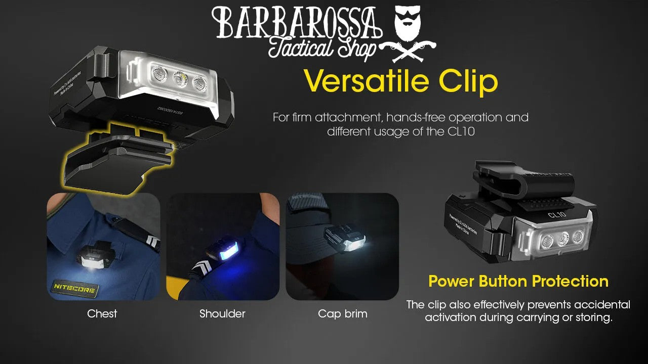 Nitecore - CL10 - Luce Multiuso Ultraleggera con Clip - 2x AA - 45 lumens e 15 metri - Torcia a Led