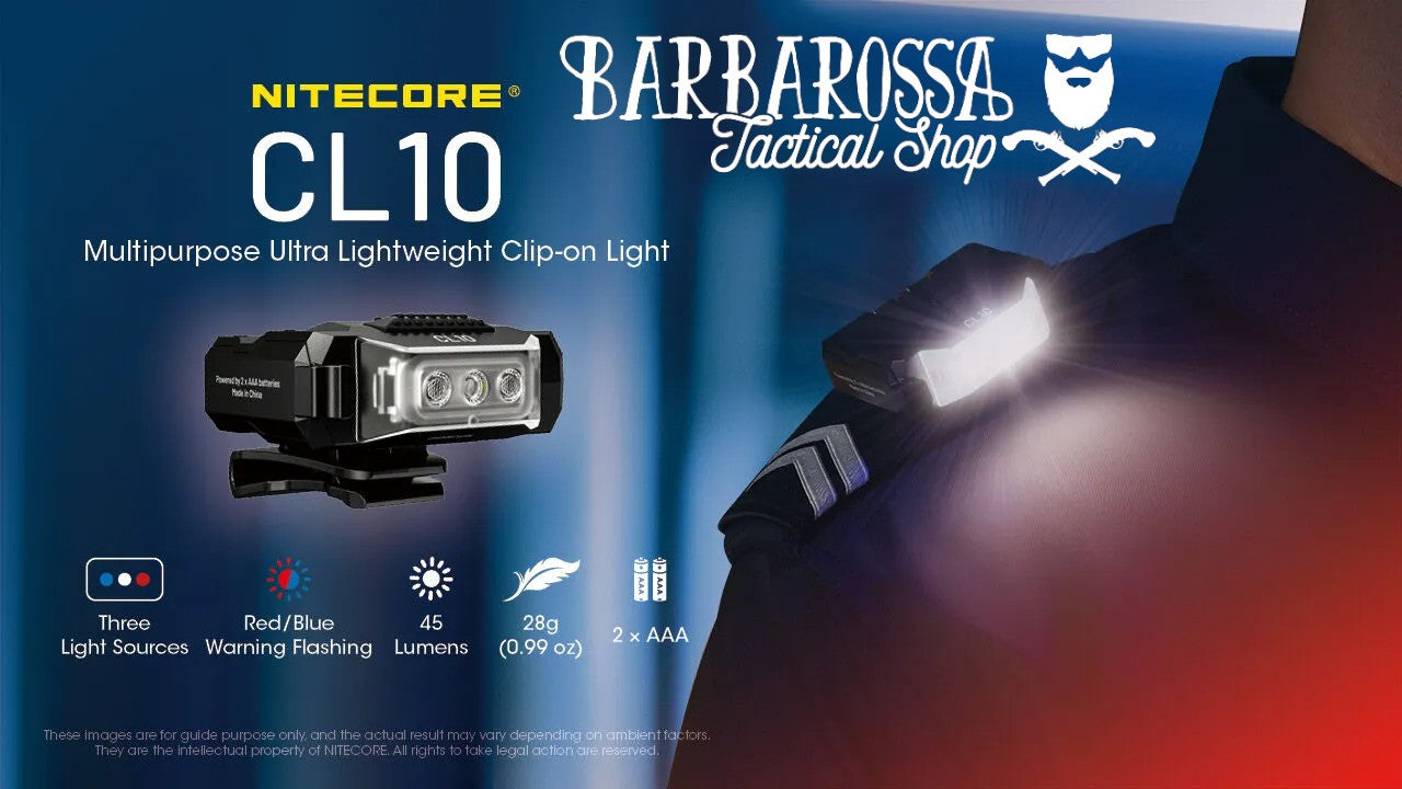 Nitecore - CL10 - Luce Multiuso Ultraleggera con Clip - 2x AA - 45 lumens e 15 metri - Torcia a Led