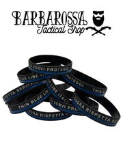 Thin Blue Line - Onora Rispetta Servi Proteggi - Braccialetto Silicone