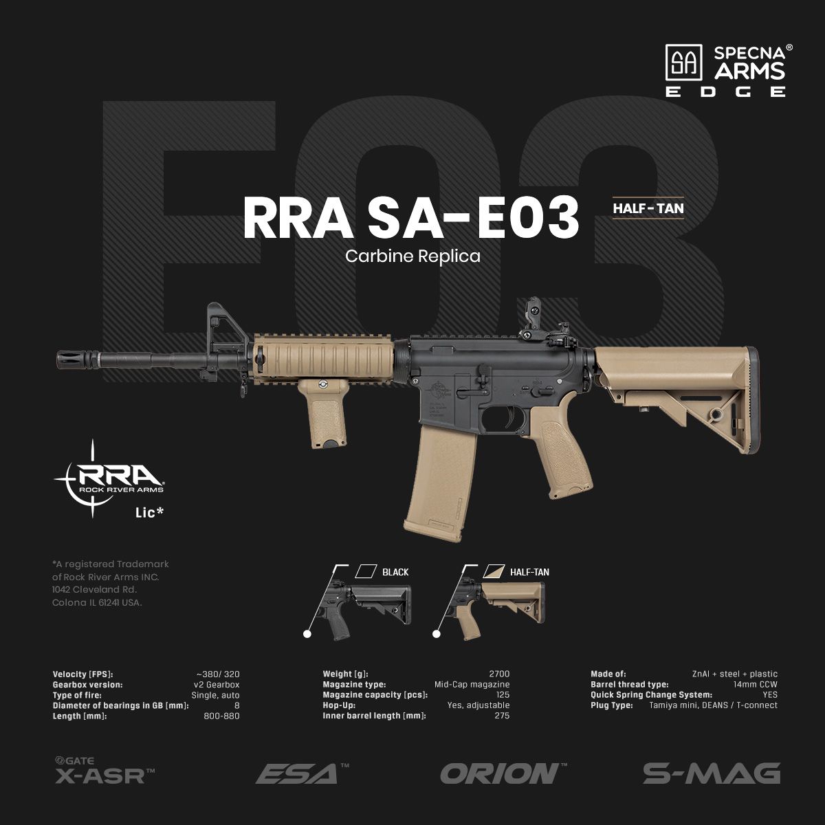 Specna Arms SA-E03 EDGE™ RRA Carbine Replica - Half-Tan - (SPE-01-023919)