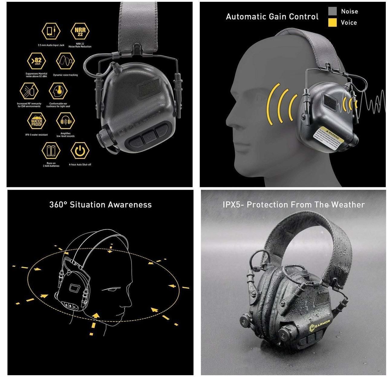 Earmor M31 Electronic Hearing Protector - Tan