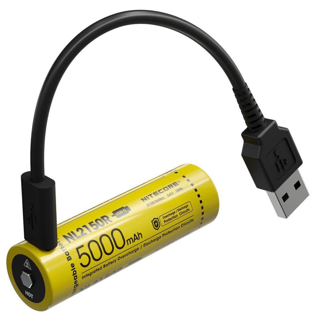 Nitecore - NL2150R USB-C - Batteria ricaricabile protetta Li-Ion 21700 3.6V 5000mAh