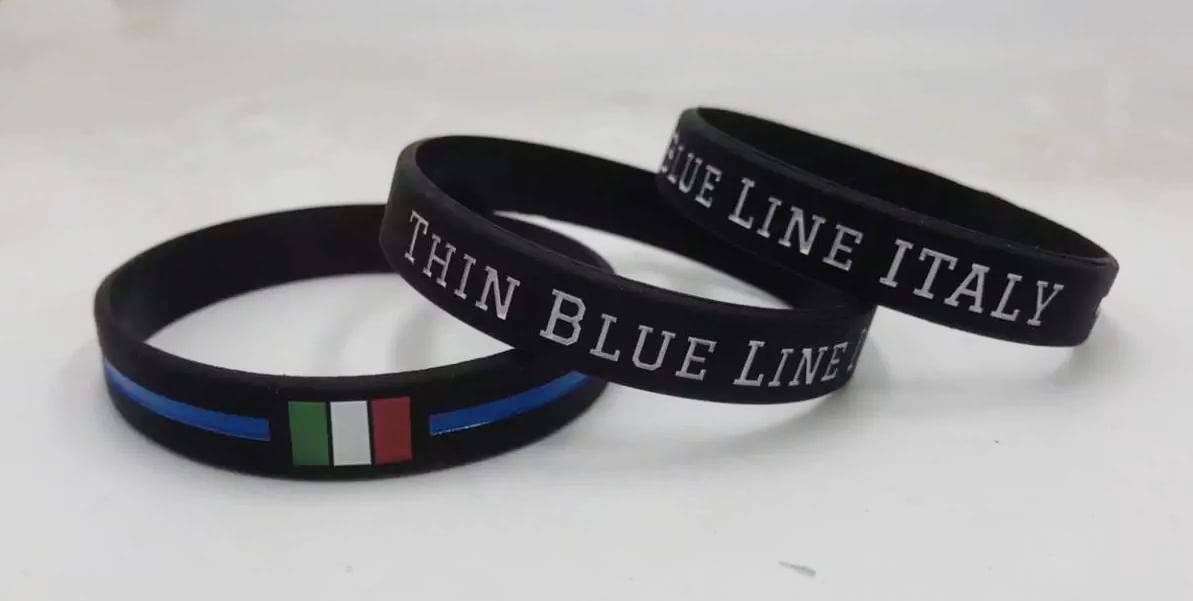 Thin Blue Line - Braccialetto silicone