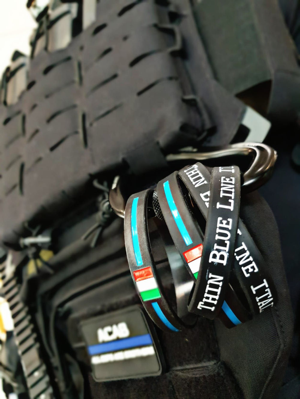 Thin Blue Line - Braccialetto silicone