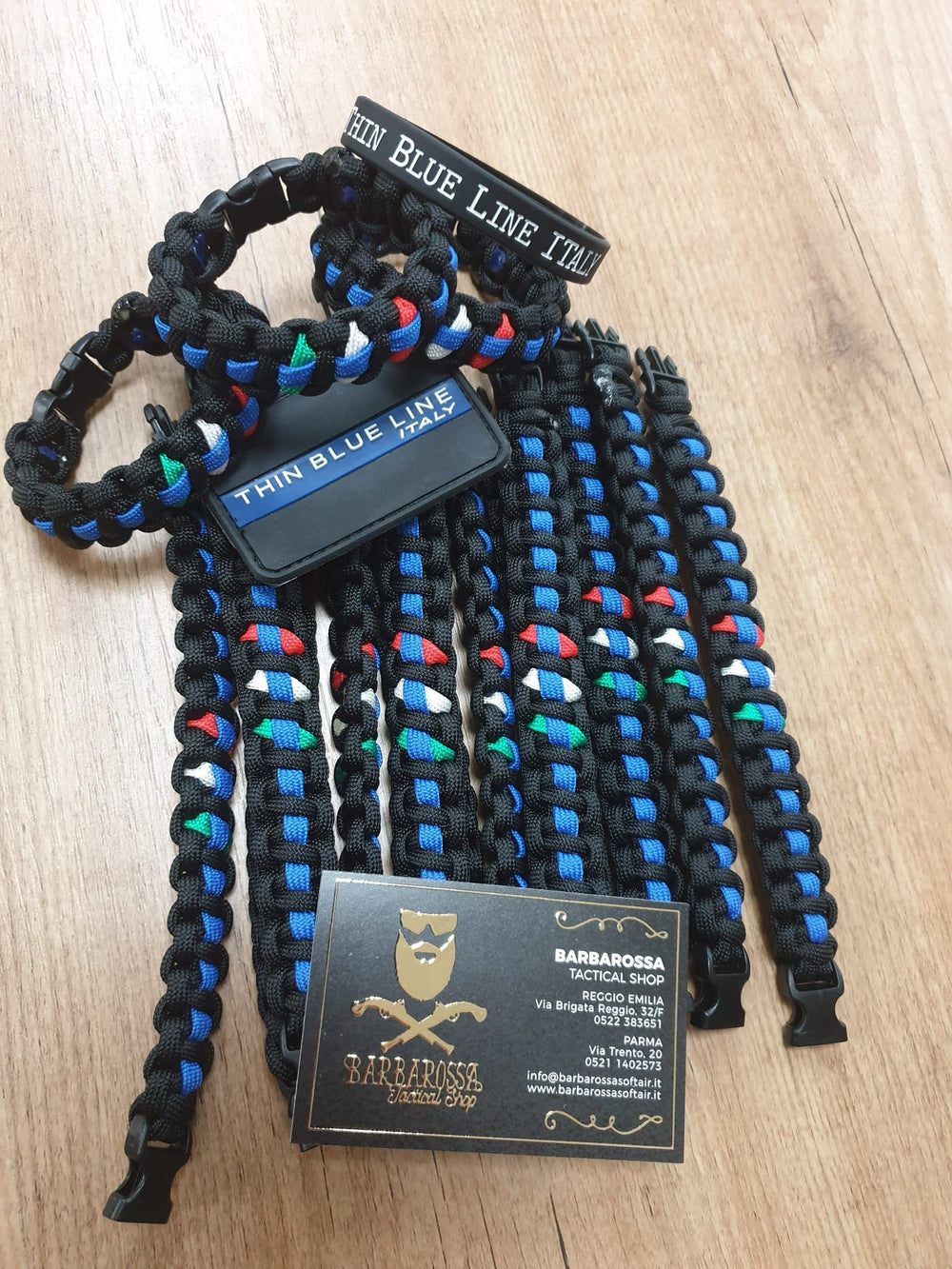 Bracciale Paracord Thin Blue Line Black + ITA