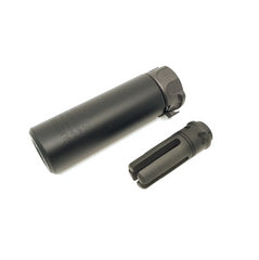 Airsoft Artisan - SF Style 5Inch Mini Silencer + 4 Prong Flash Hider - Black
