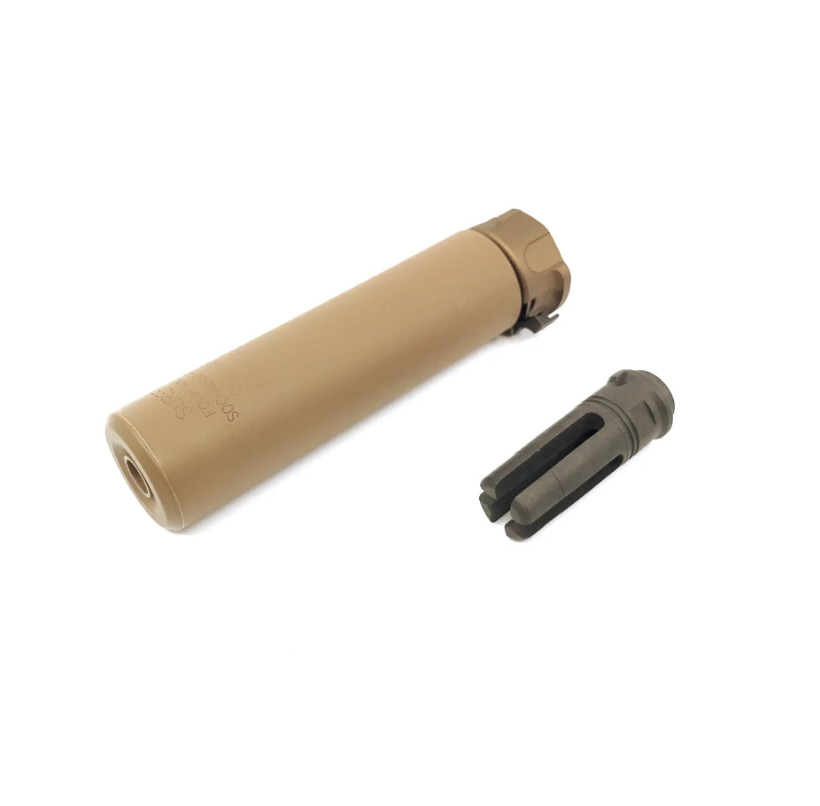 Airsoft Artisan - SF Style 6.2Inch Socom Silencer + 4 Prong Flash Hider - Dark Earth