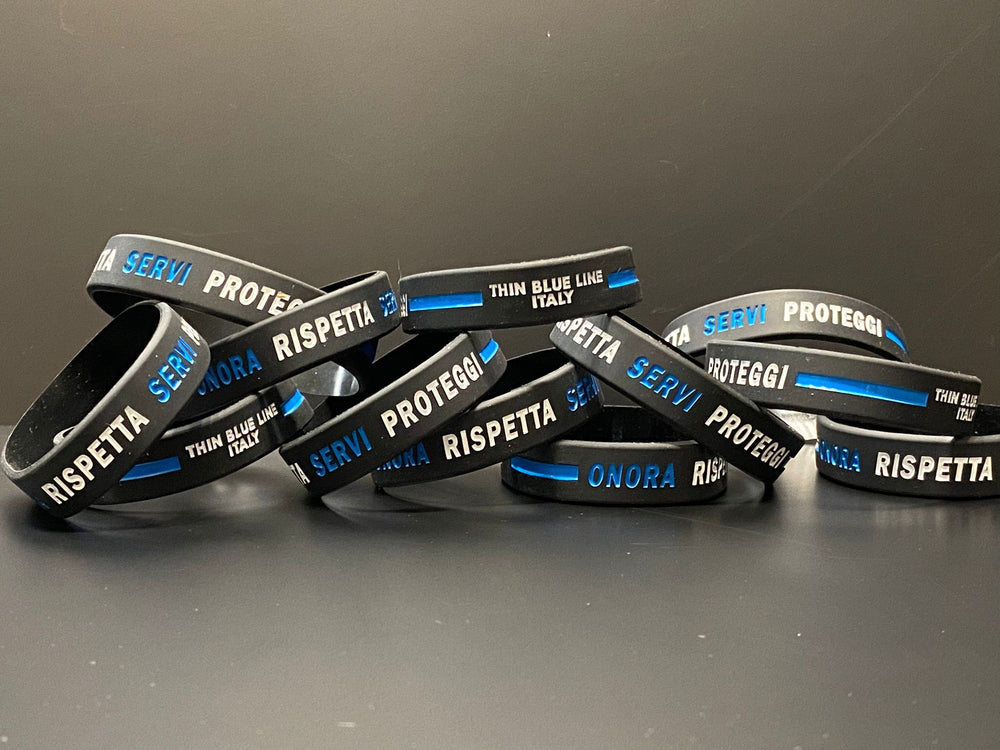 Thin Blue Line - Onora Rispetta Servi Proteggi - Braccialetto Silicone