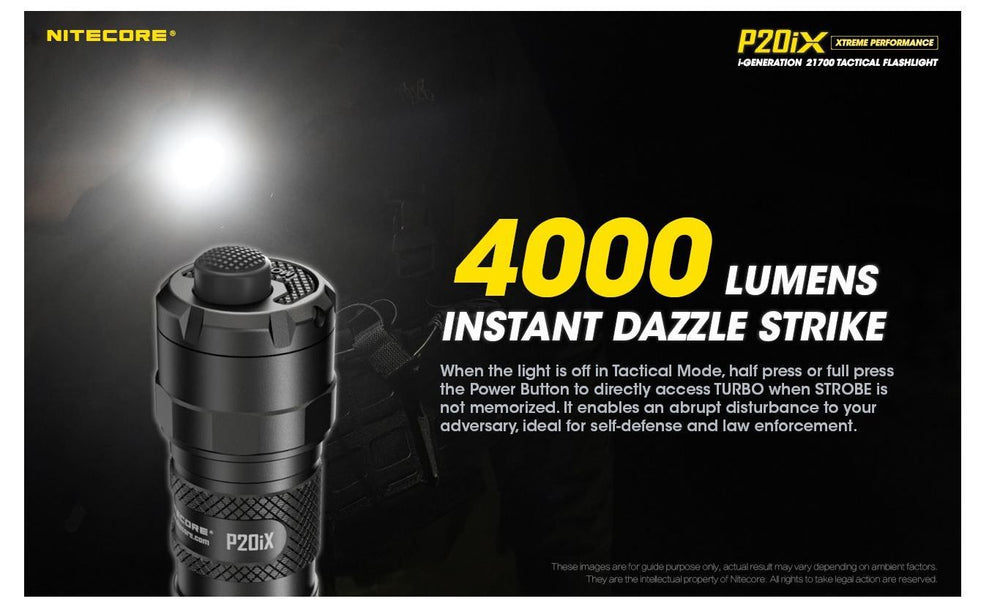 Nitecore - P20iX Torcia Tattica Ricaricabile USB-C - 4000 Lumens e 221 metri - torcia