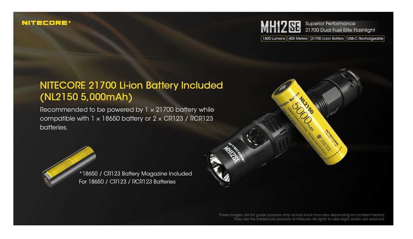 Nitecore - MH12SE - Ricaricabile USB - 1800 lumens e 405 metri - Torcia Led