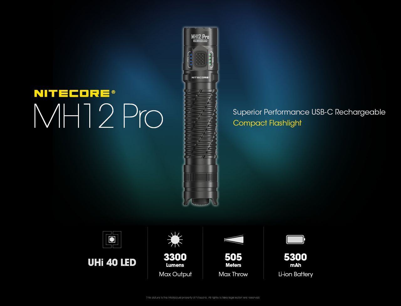 Nitecore - MH12 Pro - Ricaricabile USB - 3300 lumens e 505 metri