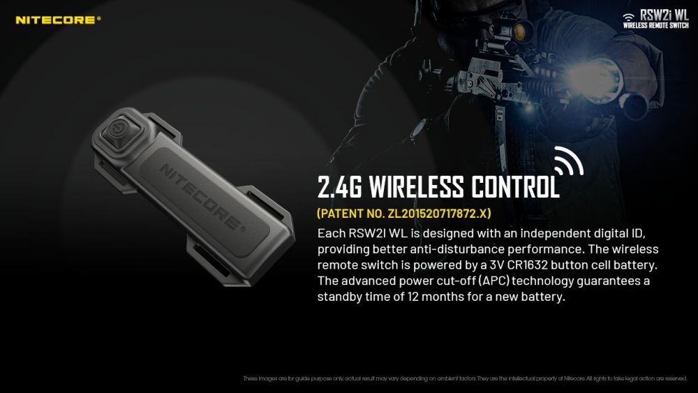 Nitecore - RSW2i WL - Comando Remoto Wireless per P10i, P10iX, P20i, P20iX, P23i, P30i e P35i