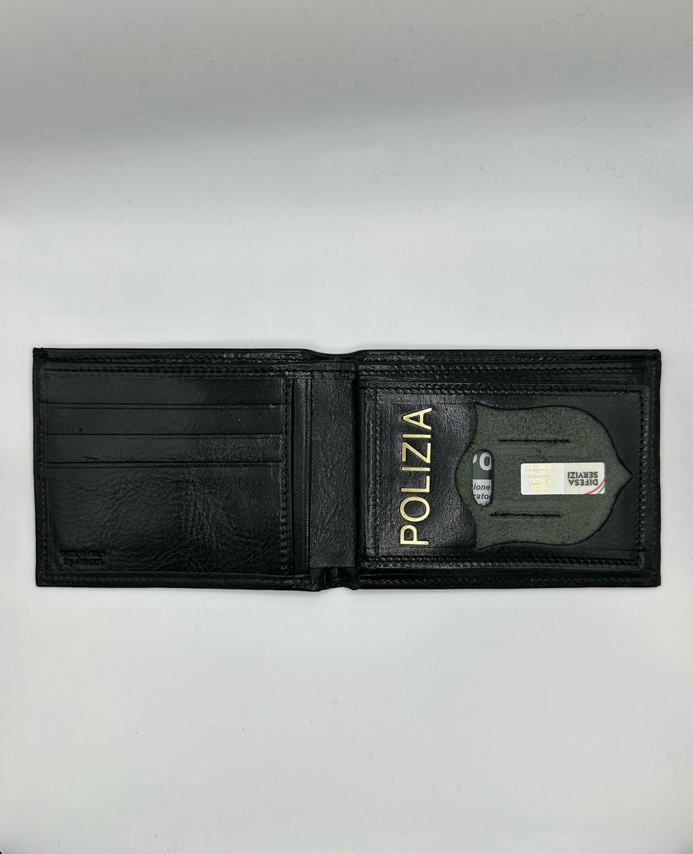 Portafoglio in Pelle Nera per Polizia di Stato con Patta Staccabile