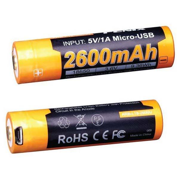Batteria Ricaricabile 18650 3.6V 2600 mAh Micro USB
