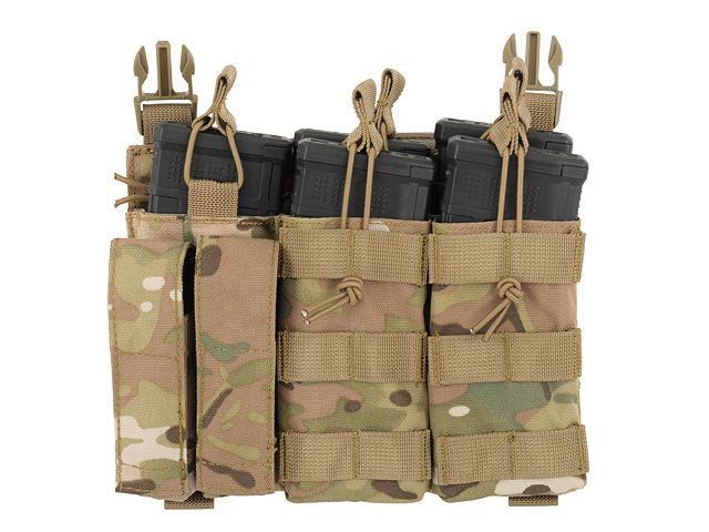 Tasca Tripla Porta Caricatore 5.56/9mm a Pannello - Multicam
