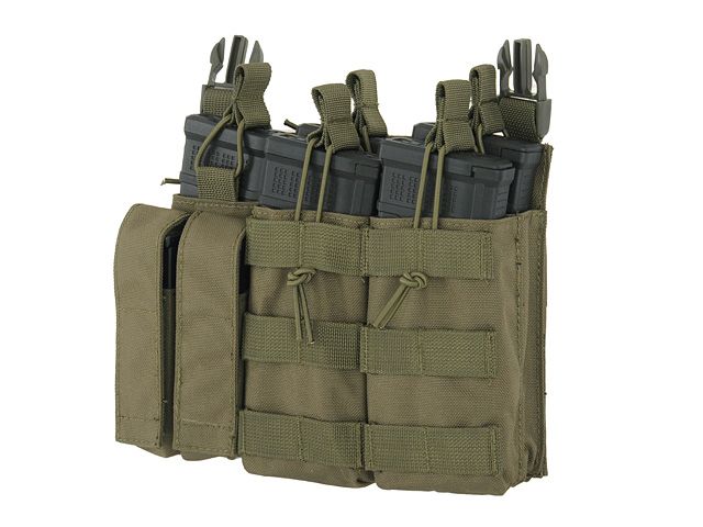 Tasca Tripla Porta Caricatore 5.56/9mm a Pannello - OD